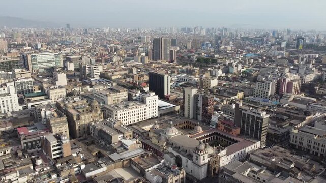 Aerial lima cityscape with santo domingo convent