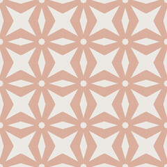 Fototapeta premium Seamless geometric pattern with pink star shapes on white background
