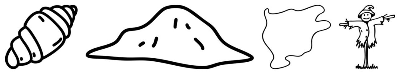 Obraz premium Minimalist black drawing of, sand dune, amoeba like shape, and cheerful. Vector sketch style with no or shading.