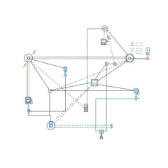 Fototapeta premium Abstract technological network of interconnected devices, systems, and data flows