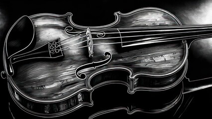 Obraz premium Monochrome Violin - A Study in Light and Shadow.