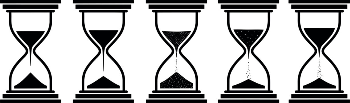 Hourglass silhouette vector illustration with decorative design, elegant time artwork, creative countdown composition, ornamental background pattern