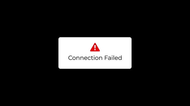 connection failed error popup ui animation with warning icon.