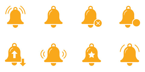 Notification bell icons set for social media and application alerts and reminders. Bell icons with notification symbol. 