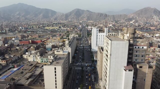 Aerial view of avenida tacna traffic in lima peru