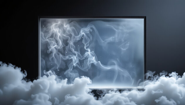 Futuristic Flatscreen Amid Soft Clouds and Etherea