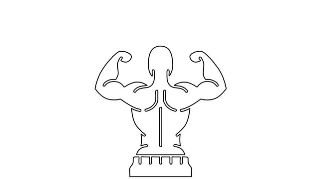 Whiteboard Animation of Bodybuilder Flexing Back Muscles