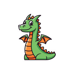 Fototapeta premium Smiling cartoon green dragon creature.