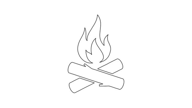 Whiteboard Animation of Outdoor Campfire with Wood Logs