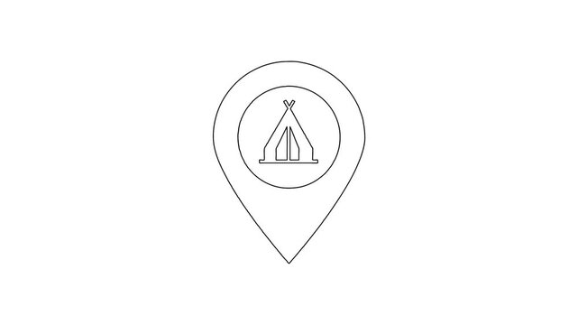 Whiteboard Animation of Camping Tent Location Pin Icon