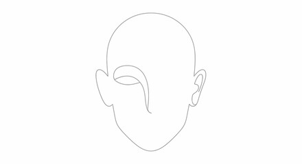 Obraz premium Minimalist Line Art of a Bald Head with One Eye and Ear