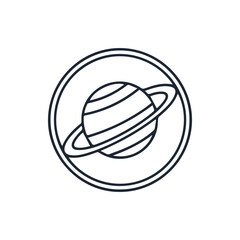 Fototapeta premium Minimalist Line Art Icon Of A Ringed Planet Inside A Circle