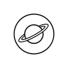Minimalist Saturn Planet With Rings Line Art Icon On White Background © Sean