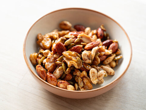 Almonds, walnuts, and nuts on a plate