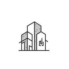 Fototapeta premium Simple line drawing of a building.