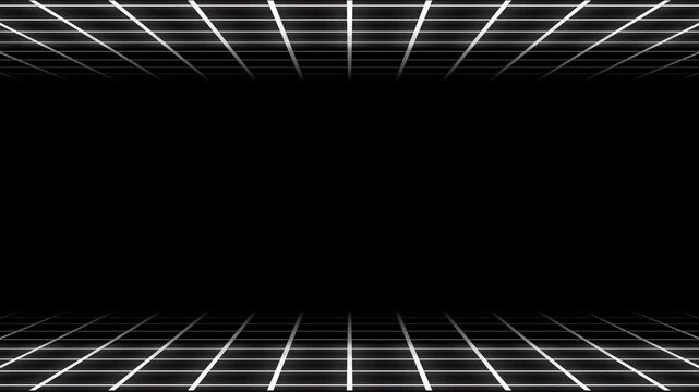 3d perspective white grid lines loop animation retro background