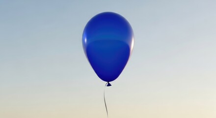 Obraz premium A single blue balloon floating in the air with a string attached