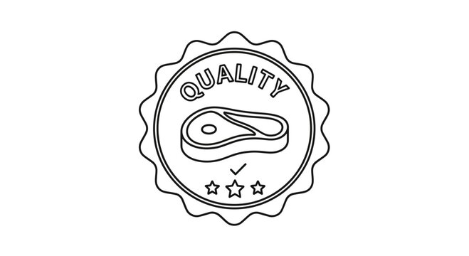 Premium Quality Meat Seal Stamp with Steak Icon and Stars