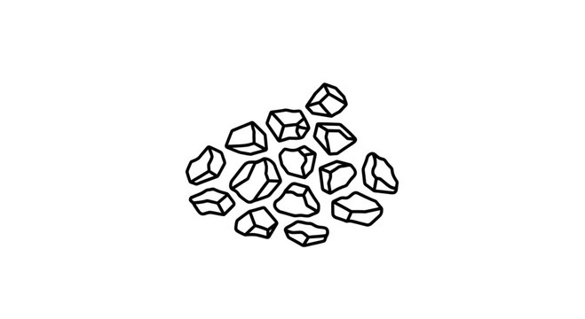 Pile of Rough Stones, Pebbles, Rocks, Gravel, and Minerals - Hand Drawn Illustration
