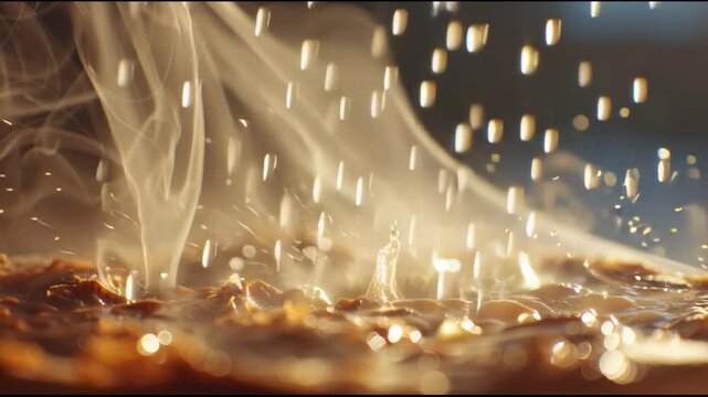 Rising Steam Hot Food Macro Close Up
