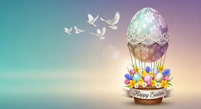 easter egg with bunny and eggs