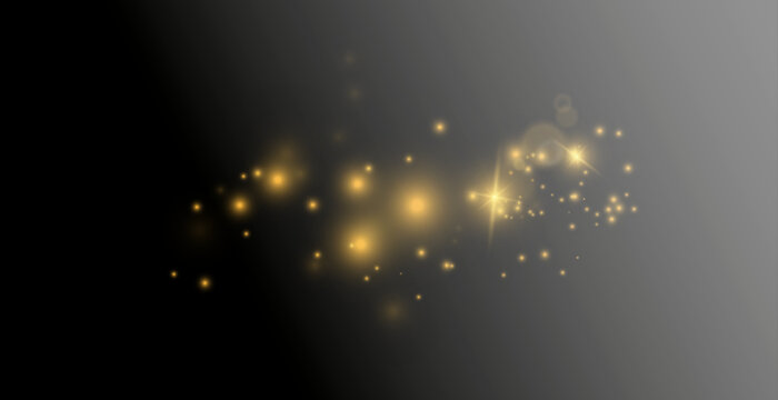 Gold sparkles background. Vector shining particles.