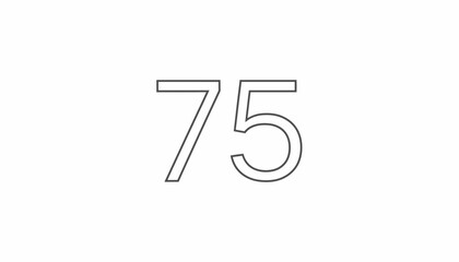Obraz premium Number 75 Outline, Minimalist Design, White Background, Graphic Element