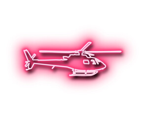 Bright pink neon line art silhouette of a helicopter design element © Adnan Gee