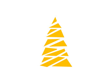 Fototapeta premium A cute yellow Christmas tree made of paper is placed on a transparent background.