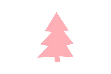Fototapeta premium A cute pink Christmas tree made of paper is placed on a transparent background.