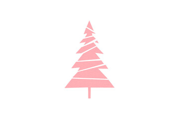 Fototapeta premium A cute pink Christmas tree made of paper is placed on a transparent background.