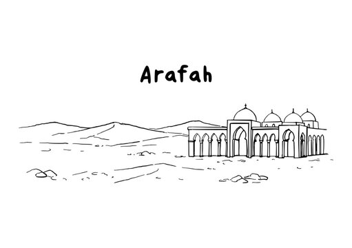 Arafah Mosque Landscape Hajj Route Illustration