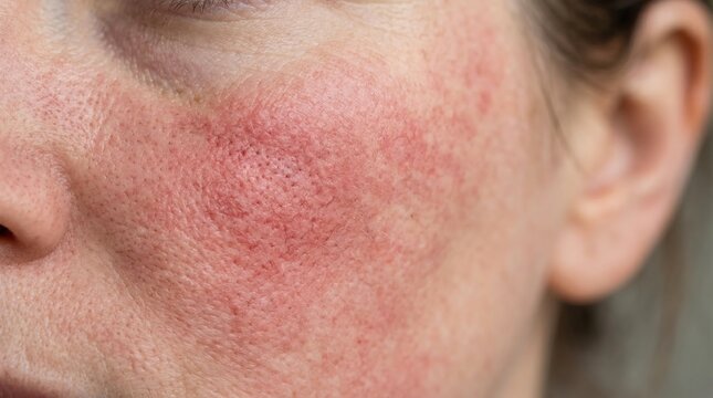 Skin Inflammation and Redness on an Adult Human Face Showing a Dermatological Condition or Allergic Reaction