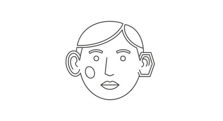Obraz premium Minimalist Line Art Icon of a Person's Face with Unique Ear Detail
