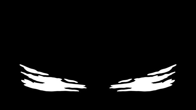 Animated Speed Lines Scribble, Hand Drawn Motion Trails, Fast Action Swoosh, White Doodle FX on Black Background, Comic Loop