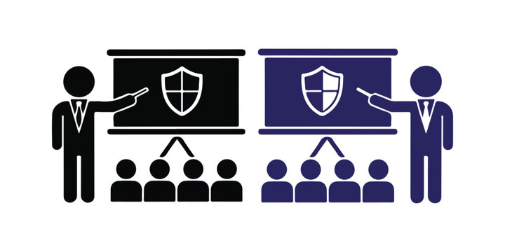 Business security presentation and training seminar flat vector illustration