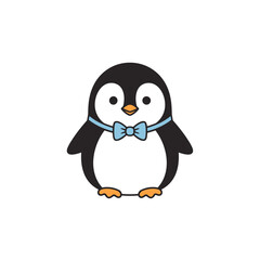Fototapeta premium Cute Cartoon Penguin Wearing Bowtie.