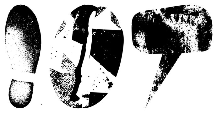Stylized digits one zero seven in distressed halftone print, gritty typography, urban design, vector graphic, isolated numerals.