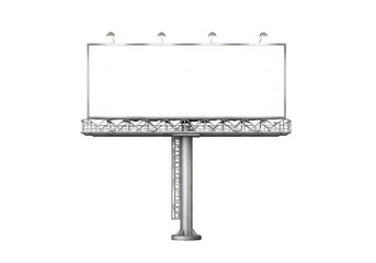 Obraz premium A large rectangular blank billboard structure with a single metal support pole and upper lighting