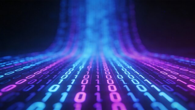 Binary code digital data flow