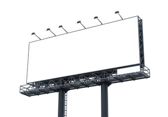 Obraz premium Large blank rectangular outdoor advertising billboard structure with metal frame and illumination