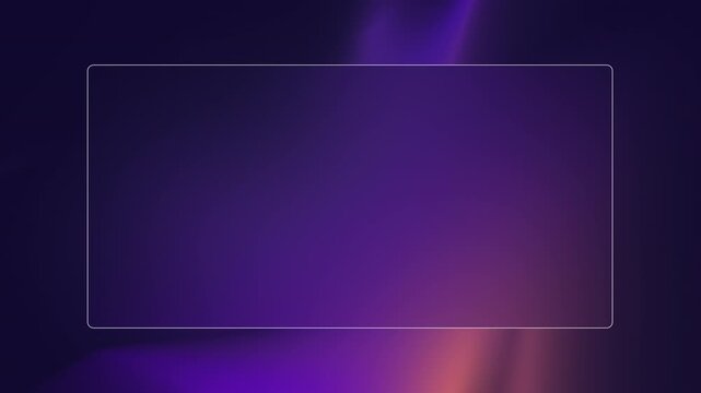 Abstract Dark Purple Gradient Background with Glowing Neon Frame Placeholder. Seamless looping motion graphic featuring a modern, abstract dark purple and pink gradient background with a smooth glow.