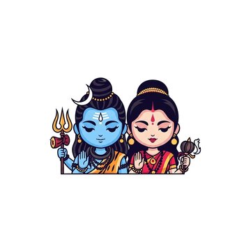 Hindu deities Shiva and Parvati illustration.