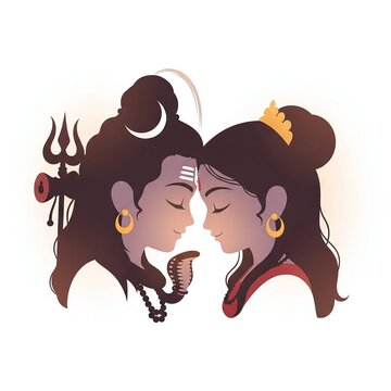 Hindu deities Shiva and Parvati faces.