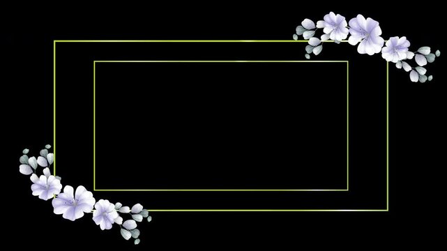 Wedding Title Flower Leaf Wreath Floral Decoration Text Frame Copy Space Animation With Alpha Channel