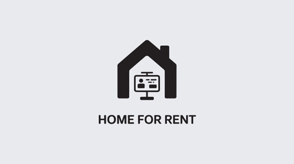 Fototapeta premium A logo for a home rental company with a house and computer icon