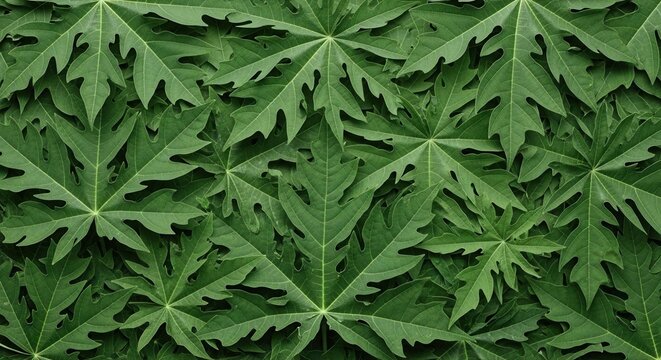 Detailed Papaya Leaves Pattern Organic Natural Greenery Background