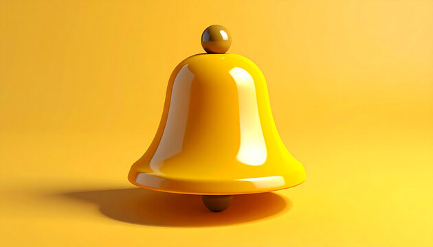 Shiny yellow bell illustration with a simple rounded design on vibrant backdrop