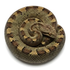 Fototapeta premium Coiled venomous snake with distinctive pattern