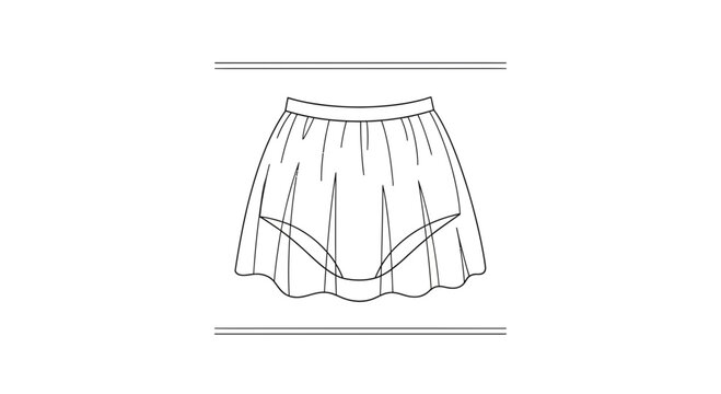 Vector illustration of a modern casual skort with built-in shorts fashion apparel design
